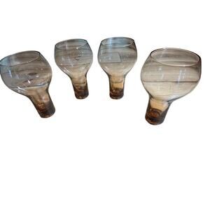 Set of 4 Vintage? Mid century Modern drinking classes. Ombre Amber. Beer/Wine